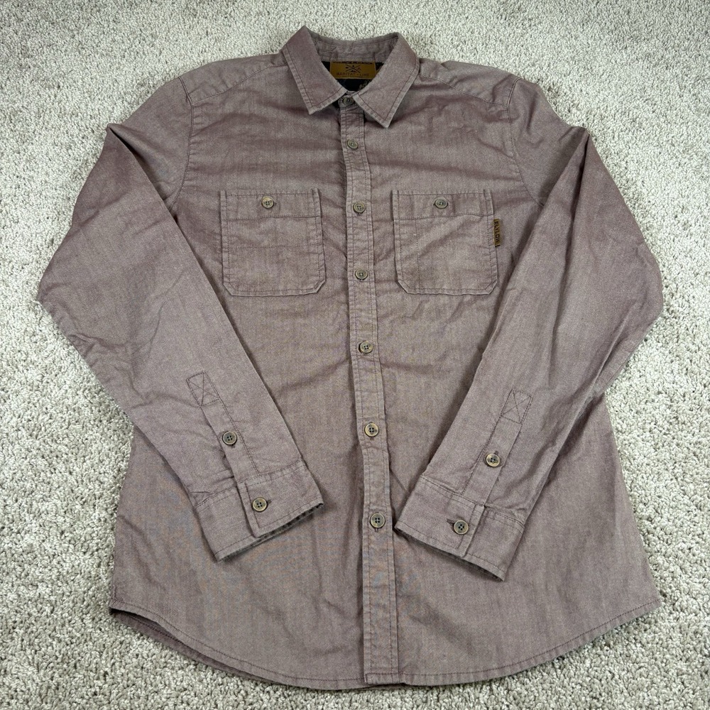 Flylow Habitat Line Shirt Men's Medium Brown Chambray‎ Long Sleeve Workwear